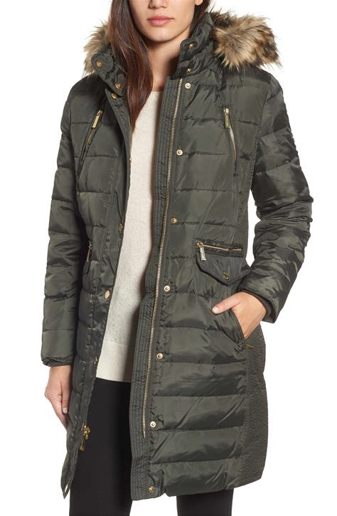 women's michael michael kors coyote fur trim down parka|Faux Fur Trim Hooded Parka .